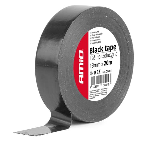 ⁨Taśma izolacyjna szkot czarna pcv 18mm x 20m amio-02464⁩ w sklepie Wasserman.eu
