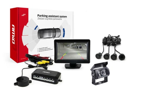 ⁨Parking sensor set tft01 4.3" with hd-501-ir camera 4 sensors black "gold"⁩ at Wasserman.eu