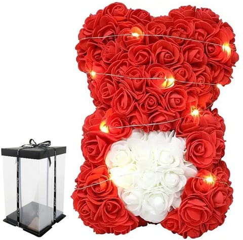 ⁨BQ54 Miś z róż z sercem 23cm led⁩ w sklepie Wasserman.eu
