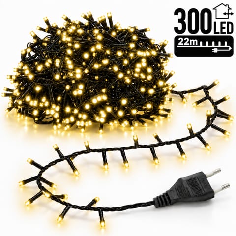⁨Światełka lampki wewnętrzne/zewnętrzne 300 LED Białe Ciepłe LAMP03CB⁩ w sklepie Wasserman.eu