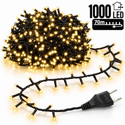 ⁨Światełka lampki wewnętrzne/zewnętrzne 1000 LED Białe Ciepłe LAMP05CB⁩ w sklepie Wasserman.eu