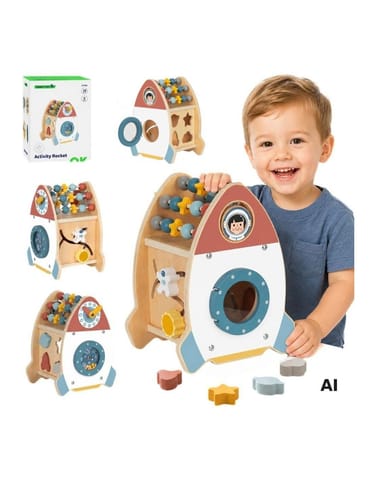 ⁨TOOKY TOY Kosmiczna Rakieta Aktywności Sorter Labirynt Drewniany⁩ w sklepie Wasserman.eu