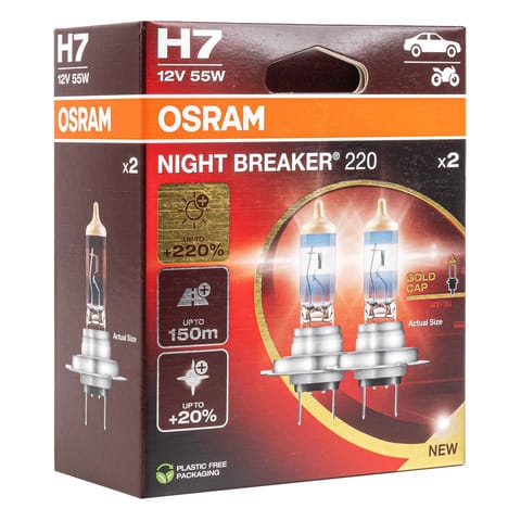 ⁨Żarówki halogenowe osram h7 12v 55w px26d night breaker +220% 2 sztuki⁩ w sklepie Wasserman.eu