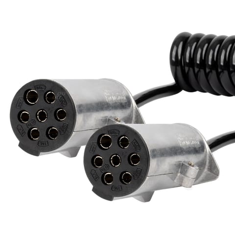 ⁨Przewód spiralny naczepy tir 2x 7 pin typ n 5m 24v amio-04379⁩ w sklepie Wasserman.eu
