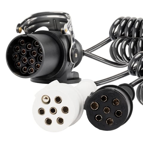 ⁨Przewód spiralny naczepy tir 2x 7 pin 15 pin typ n/s 5m 24v amio-04381⁩ w sklepie Wasserman.eu