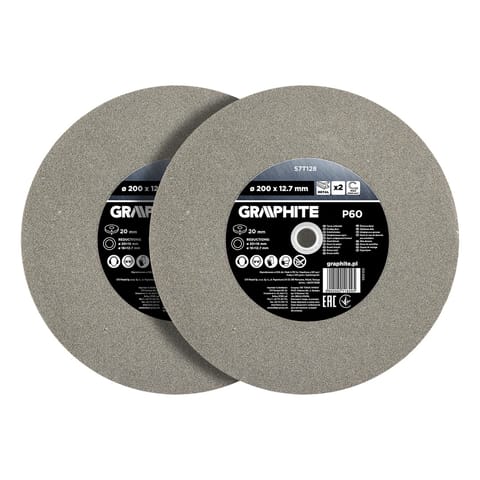 ⁨Tarcze szlifierskie 200 x 20/16/12.7 x 20 mm, P60, 2 szt.⁩ w sklepie Wasserman.eu