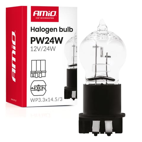 ⁨Żarówka halogenowa pw24w wp3.3x14.5-3 24w 12v amio-04409⁩ w sklepie Wasserman.eu
