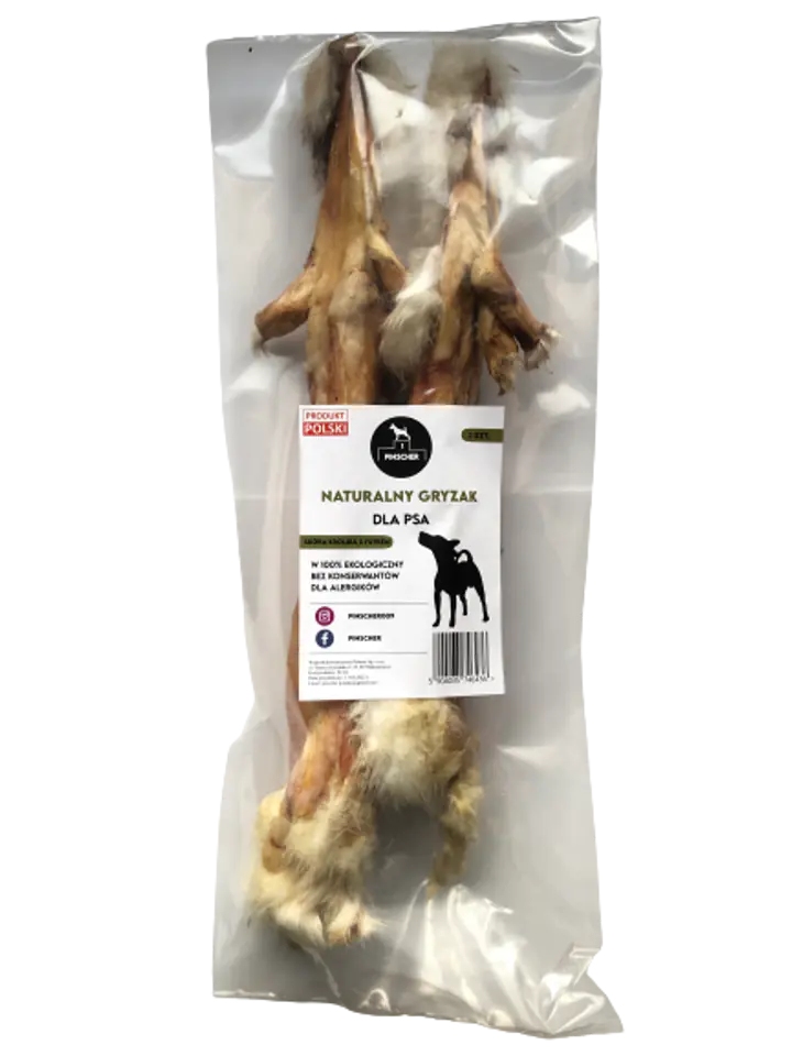 ⁨PINSCHER Naturalny gryzak dla psa - Skóra królika z futerkiem do wewnątrz 2szt.⁩ w sklepie Wasserman.eu