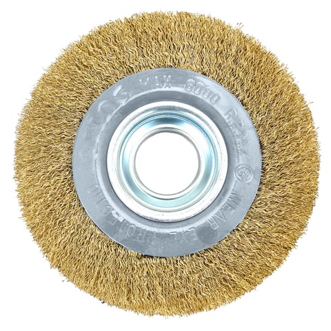 ⁨Szczotka druciana tarczowa 150 x 32 mm, drut karbowany, mosiądzowany⁩ w sklepie Wasserman.eu