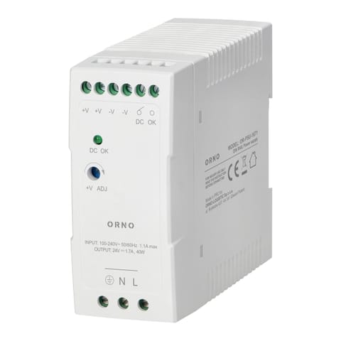 ⁨Zasilacz przemysłowy, na szynę DIN, 24VDC, 2,5A, 60W, w plastikowej obudowie⁩ w sklepie Wasserman.eu