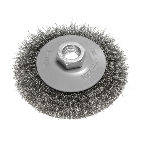 ⁨Szczotka druciana tarczowa 100 mm, drut karbowany, stalowy, M14⁩ w sklepie Wasserman.eu