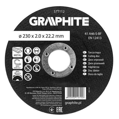 ⁨Tarcza tnąca, korundowa do metalu 230 x 2.0 x 22.2 mm, 41 A46-S-BF⁩ w sklepie Wasserman.eu