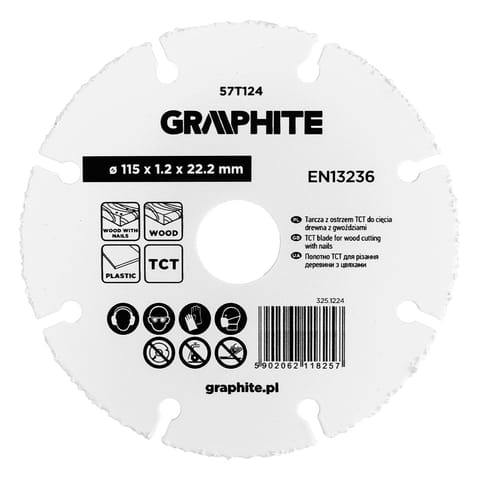 ⁨Tarcza z ostrzem TCT do cięcia drewna z gwoździami 115 x 1.2 x 22.22 mm⁩ w sklepie Wasserman.eu
