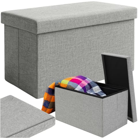 ⁨Pufa materiałowa szara 60x30x30 cm Ruhhy 25996⁩ w sklepie Wasserman.eu