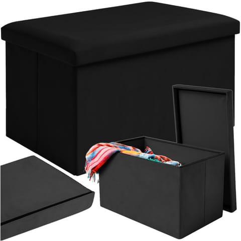 ⁨Pufa welurowa czarna 60x30x30 cm Ruhhy 25995⁩ w sklepie Wasserman.eu