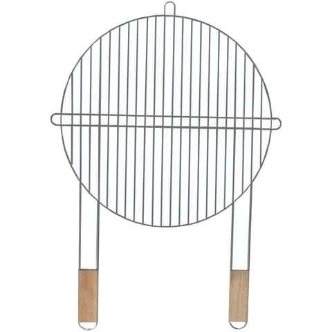 ⁨Ruszt grillowy okrągły, Master Grill, śr. 51 cm, materiał: stal chromowana, drewniane uchwyty⁩ w sklepie Wasserman.eu