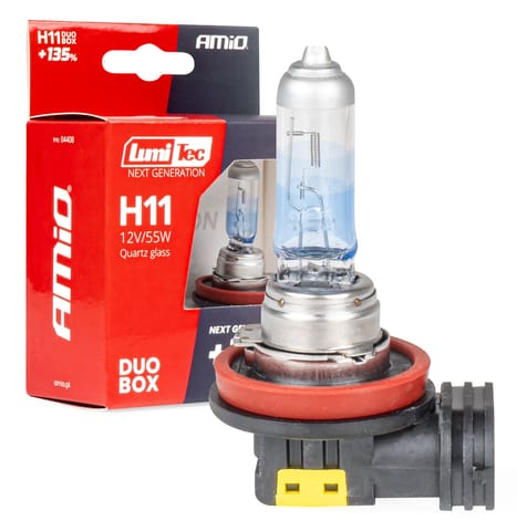 ⁨Żarówki halogenowe h11 12v 55w lumitec next generation +135% duo amio-04408⁩ w sklepie Wasserman.eu