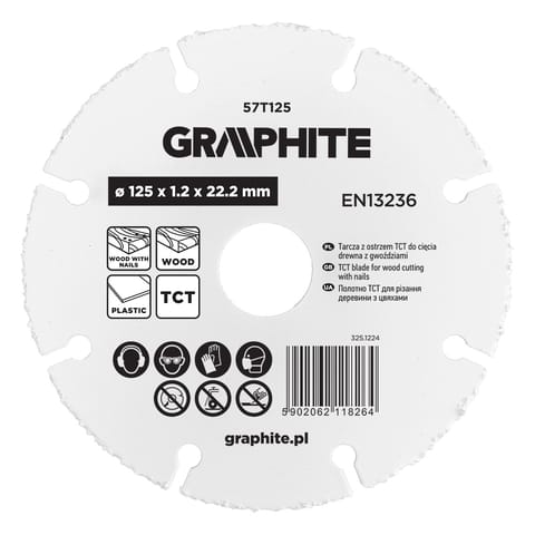 ⁨Tarcza z ostrzem TCT do cięcia drewna z gwoździami 125 x 1.2 x 22.22 mm⁩ w sklepie Wasserman.eu