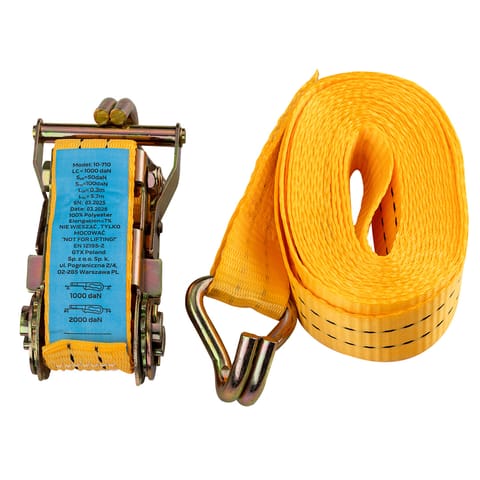 ⁨Pas mocujący z grzechotką 38 mm x 6 m, wytrzymujący 2000 kg PES⁩ w sklepie Wasserman.eu