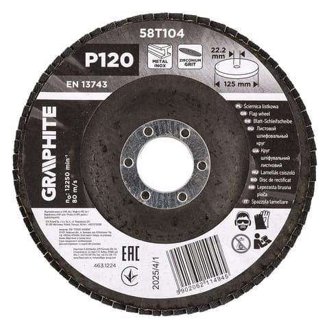 ⁨Ściernica listkowa cyrkonowa 125 x 22.2 mm, P120⁩ w sklepie Wasserman.eu