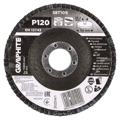 ⁨Ściernica listkowa cyrkonowa 115 x 22.2 mm, P120⁩ w sklepie Wasserman.eu