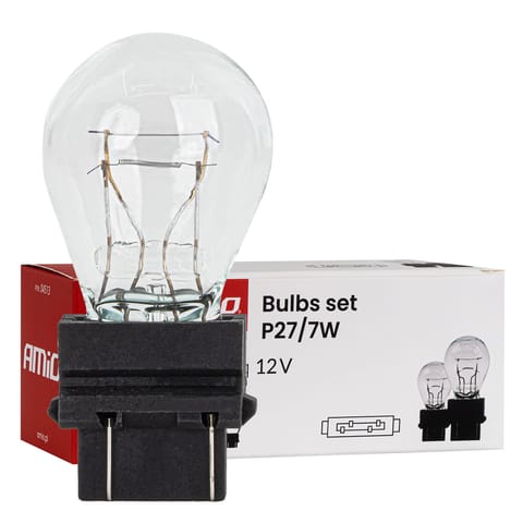 ⁨Żarówki halogenowe p27/7w 12v 27/7w w2.5x16q 10szt. amio-04513⁩ w sklepie Wasserman.eu