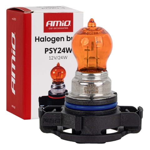 ⁨Żarówka halogenowa psy24w 12v 24w pg20-4 amber amio-04519⁩ w sklepie Wasserman.eu
