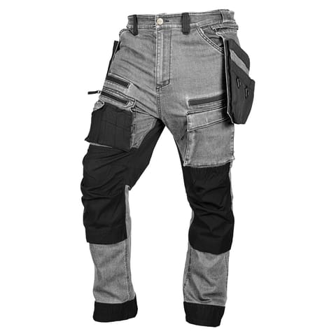 ⁨Spodnie robocze DENIM, wzmocnienia Cordura, odpinane kieszenie kaburowe, szare, rozmiar XXL⁩ w sklepie Wasserman.eu