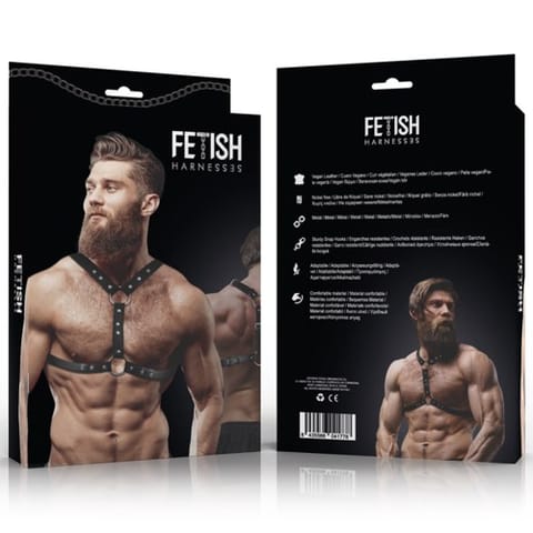 ⁨Fetish Submissive Attitude - Eco-Leather Chest Harness With Double Support And Studs For Men⁩ w sklepie Wasserman.eu