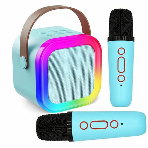 ⁨ZS55B Zestaw karaoke bluetooth głośnik + 2x mikrofon niebieski⁩ w sklepie Wasserman.eu