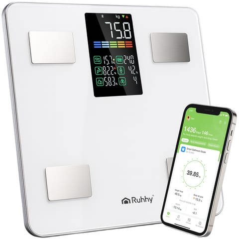 ⁨Waga łazienkowa LCD-analityczna biała Ruhhy 20676⁩ w sklepie Wasserman.eu