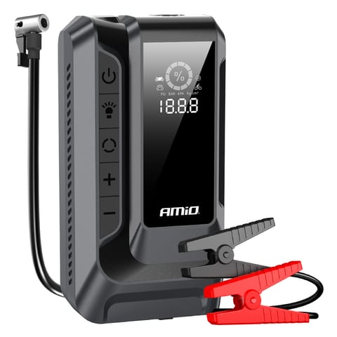 ⁨Urządzenie rozruchowe 4w1 booster powerbank kompresor latarka led 12v 12ah 1600a amio-04677⁩ w sklepie Wasserman.eu