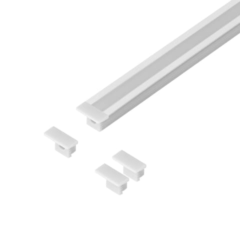 ⁨Zestaw: profil aluminiowy do taśm LED, 2000 x 12,8 x 9 mm, podtynkowy, biały, klosz mrożony, 4 zaślepki⁩ w sklepie Wasserman.eu