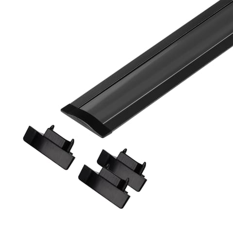 ⁨Zestaw: profil aluminiowy do taśm LED, 2000 x 24,5 x 6,05 mm, podtynkowy, czarny, klosz czarny, 4 zaślepki⁩ w sklepie Wasserman.eu