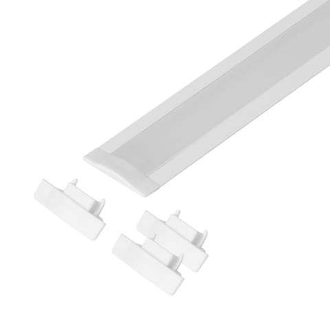 ⁨Zestaw: profil aluminiowy do taśm LED, 2000 x 24,5 x 6,05 mm, podtynkowy, biały, klosz mrożony, 4 zaślepki⁩ w sklepie Wasserman.eu