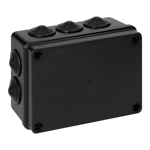 ⁨Puszka hermetyczna 150x110x70, 10 dławików, odporna na UV, czarna, IP65⁩ w sklepie Wasserman.eu