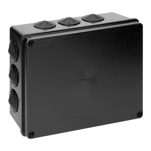 ⁨Puszka hermetyczna 240x190x90, 12 dławików, odporna na UV, czarna, IP65⁩ w sklepie Wasserman.eu