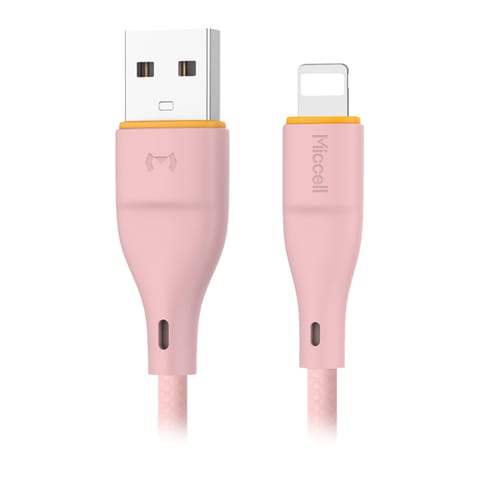 ⁨Kabel USB-A - Lightning Miccell VQ-D06, 2,4A, 1m, różowy⁩ w sklepie Wasserman.eu