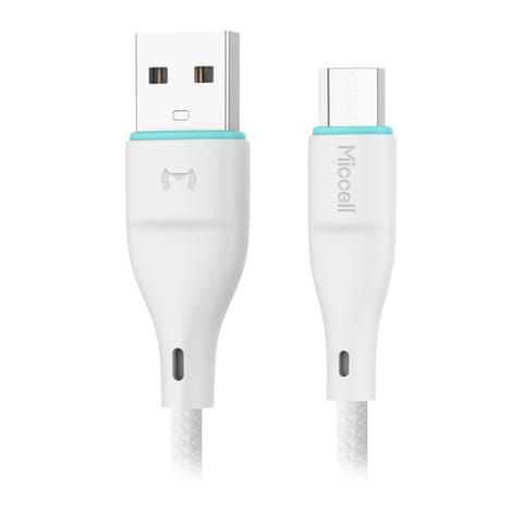 ⁨Kabel USB-A - microUSB Miccell VQ-D06, 2,4A, 1m, biały⁩ w sklepie Wasserman.eu