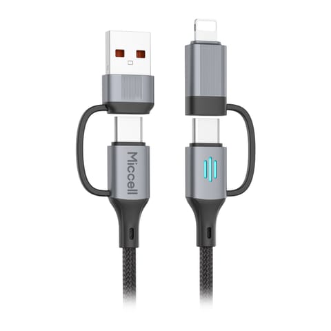⁨Kabel USB-A/C - USB-C/Lightning Miccell VQ-D145, 240W, 1m, czarny⁩ w sklepie Wasserman.eu