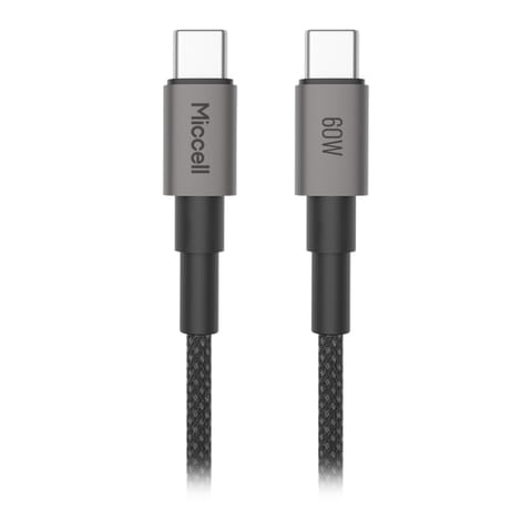 ⁨Kabel USB-C - USB-C Miccell VQ-D34, 60W, 1,2m, czarny⁩ w sklepie Wasserman.eu