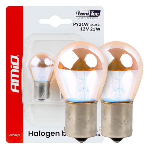 ⁨Żarówki halogenowe py21w 12v 21w bau15s lumitec pomarańczowe chrom 2szt. amio-04627⁩ w sklepie Wasserman.eu