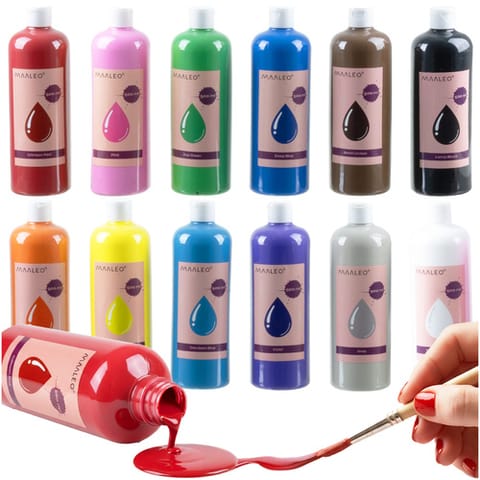 ⁨Farby plakatowe- zestaw 12szt x500ml Maaleo 26340⁩ w sklepie Wasserman.eu
