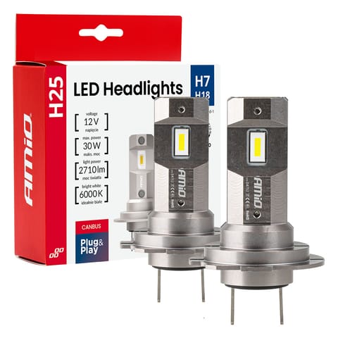 ⁨Żarówki samochodowe led seria h25 canbus h7 h18 12v 30w amio-04712⁩ w sklepie Wasserman.eu