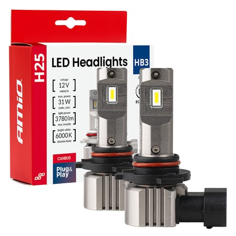 ⁨Żarówki samochodowe led seria h25 canbus hb3 9005 12v 31w amio-04714⁩ w sklepie Wasserman.eu