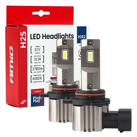 ⁨Żarówki samochodowe led seria h25 canbus hir2 9012 12v 31w amio-04716⁩ w sklepie Wasserman.eu
