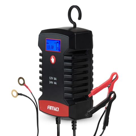 ⁨Prostownik cyfrowy agm gel std lfp max 8a 12v 24v pro hook amio-04533⁩ w sklepie Wasserman.eu