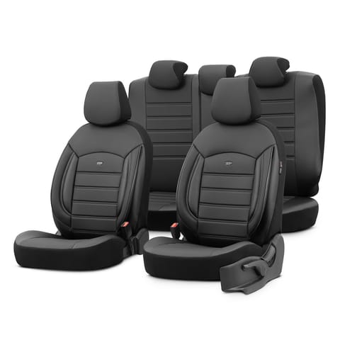 ⁨Komplet pokrowców na fotele samochodowe otom inspire 3501 black eco-leather 3-zip⁩ w sklepie Wasserman.eu