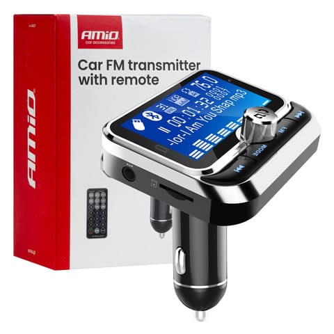 ⁨Transmiter samochodowy fm z pilotem 2×usb-a 12v 24vamio-04657⁩ w sklepie Wasserman.eu