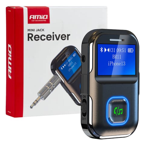 ⁨Odbiornik bluetooth na mini jack lcd aux amio-04659⁩ w sklepie Wasserman.eu